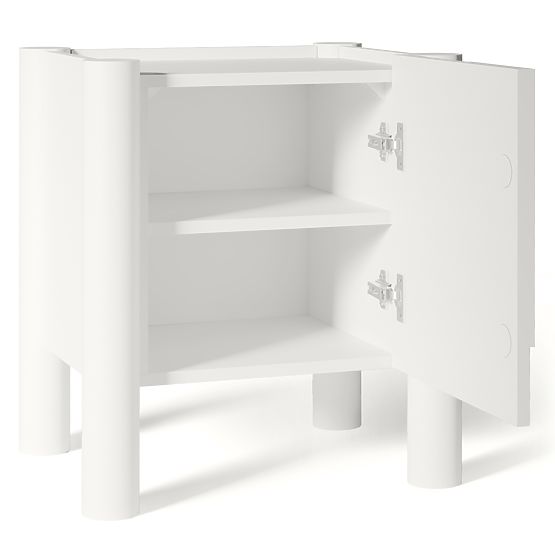 Lunaria éjjeliszekrény maratott előlappal, fehér