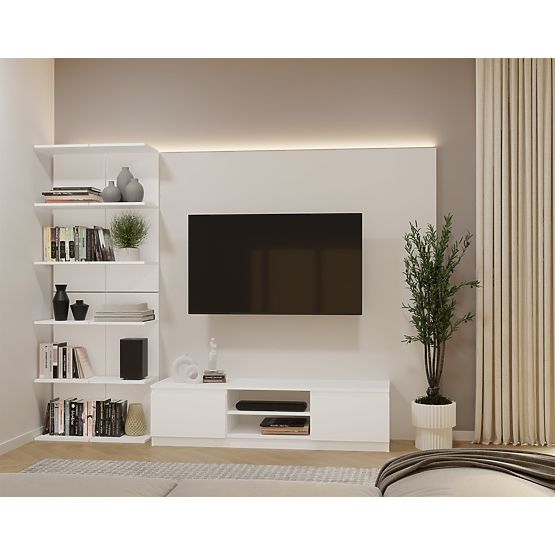 MAGAS FEHÉR POLC 6P 180 cm 6 Polc Könyvek és Dokumentumok Számára Irodába és Nappaliba