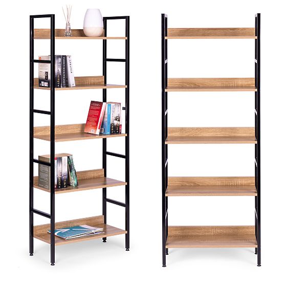 Magas loft stílusú 5 polcos fém MDF polc ModernHome