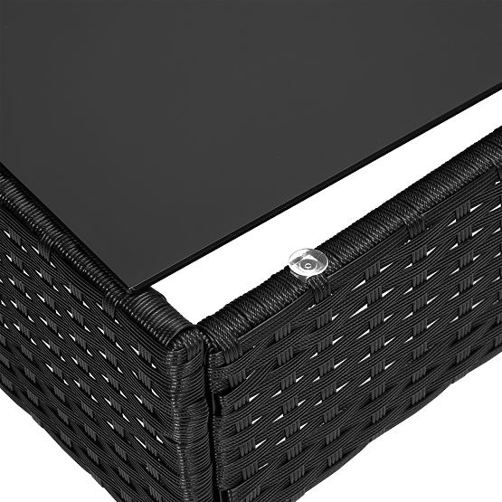 MAGNOLIA fekete technorattan kerti bútor szett szürke párnákkal