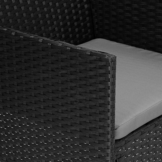 MAGNOLIA fekete technorattan kerti bútor szett szürke párnákkal