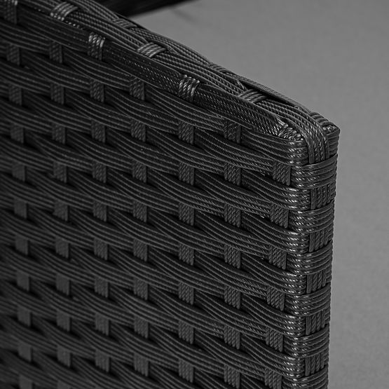 MAGNOLIA fekete technorattan kerti bútor szett szürke párnákkal