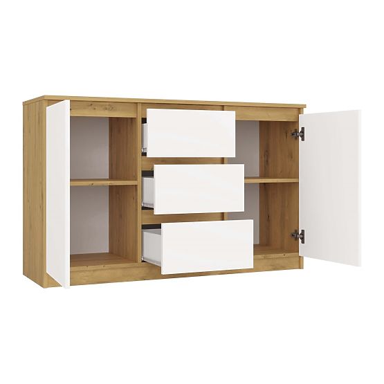 Malwa 2D3S Komód ARTISAN TÖLGY FEHÉR
