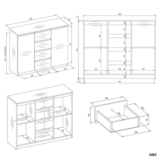 Malwa 2D4S 120 KOMÓD KASMÍR BÉZSZÍNŰ