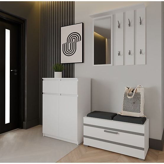 Malwa 2DD2S Komód 2 Ajtó 2 Fiók Nappaliba FEHÉR