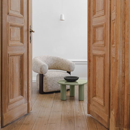 Maribel relaxációs fotel bézs-szürke/dió, lekerekített forma