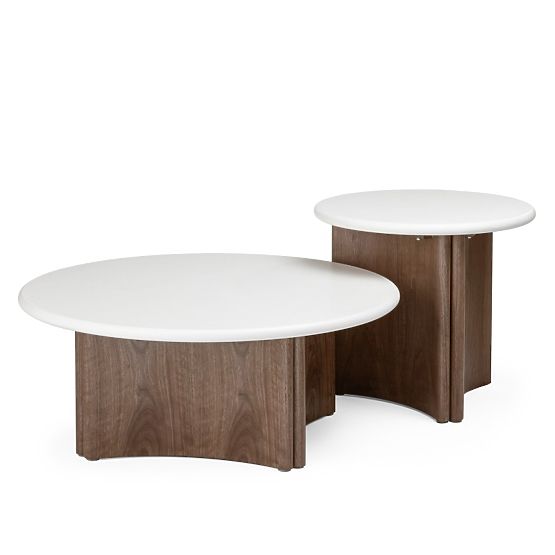 Marlo dohányzóasztal 80 cm, krémfehér/dió, mikrocemen