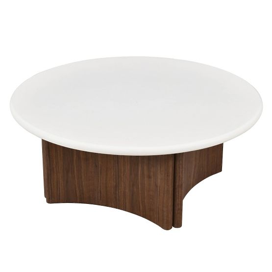 Marlo dohányzóasztal 80 cm, krémfehér/dió, mikrocemen