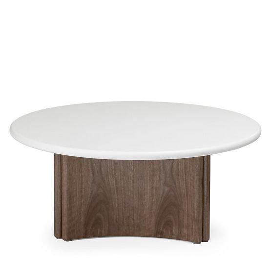 Marlo dohányzóasztal 80 cm, krémfehér/dió, mikrocemen