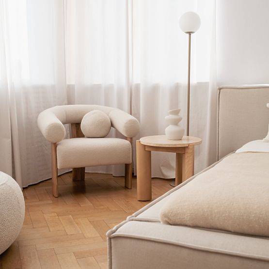 Medley oldalasztal 50 cm, kerek, travertin/kőris