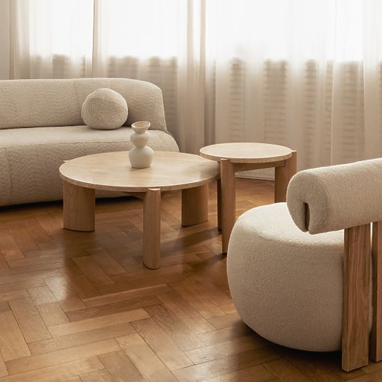 Medley oldalasztal 50 cm, kerek, travertin/kőris