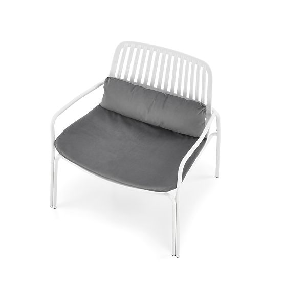 MELBY relaxációs szék, keret - fehér, kárpit - szürke (2p=6db)