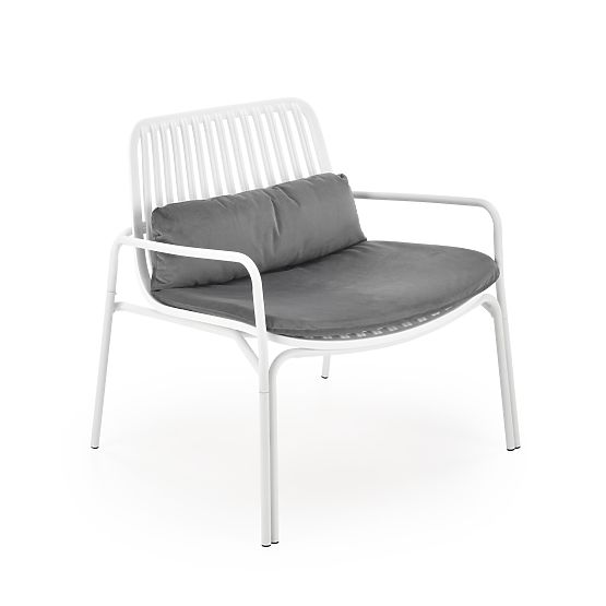 MELBY relaxációs szék, keret - fehér, kárpit - szürke (2p=6db)