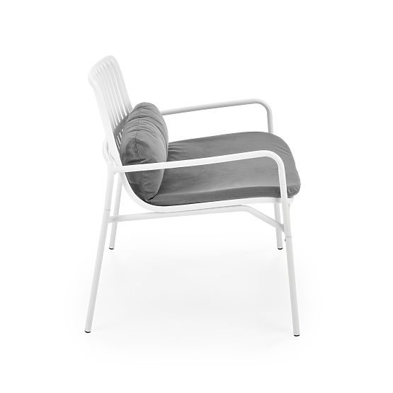 MELBY relaxációs szék, keret - fehér, kárpit - szürke (2p=6db)