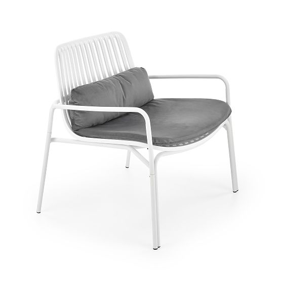 MELBY relaxációs szék, keret - fehér, kárpit - szürke (2p=6db)
