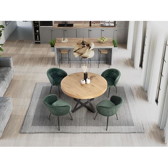 MERCY kinyitható asztal, lap - arany tölgy, lábak - fekete (2p=1db)