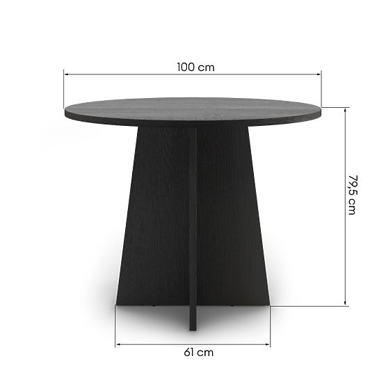 Merlo kerek étkezőasztal 100 cm, fekete