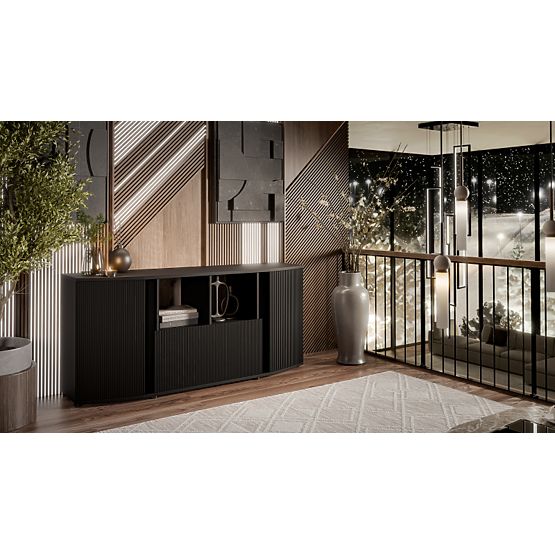 MICHELLE komód fekete/viking tölgy