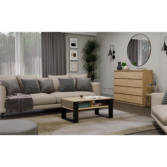 Modern 2P SLIM ARTISAN TÖLGY FEKETE Dohányzóasztal