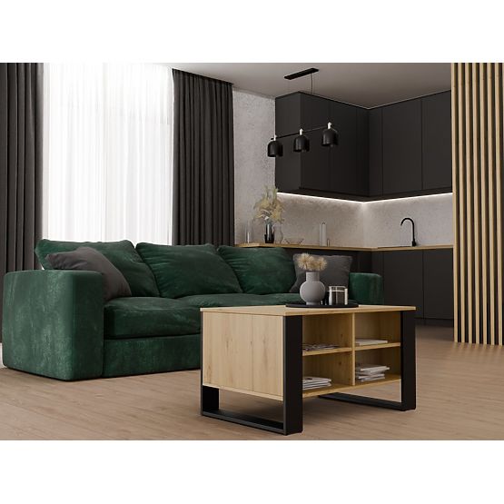 Modern 4P Dohányzóasztal TÖLGY ARTISAN FEKETE