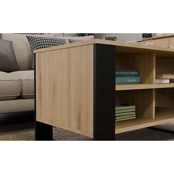 Modern 4P Dohányzóasztal TÖLGY ARTISAN FEKETE