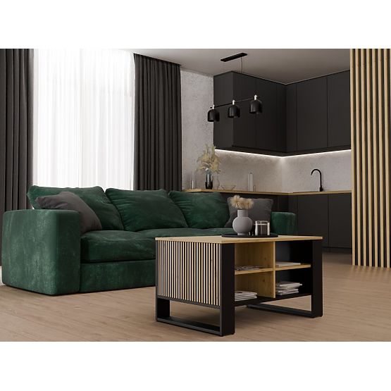 Modern 4P SLIM ARTISAN TÖLGY FEKETE Dohányzóasztal