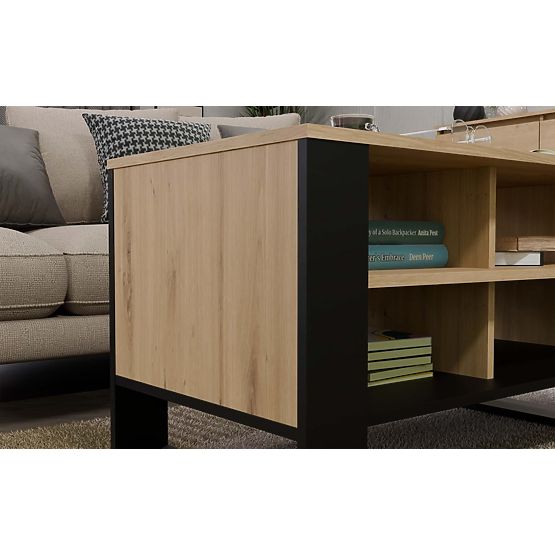 Modern 4P SLIM ARTISAN TÖLGY FEKETE Dohányzóasztal