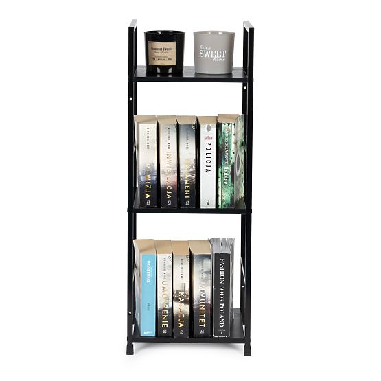 Modern fa polc fém kerettel LOFT 3 polc fekete