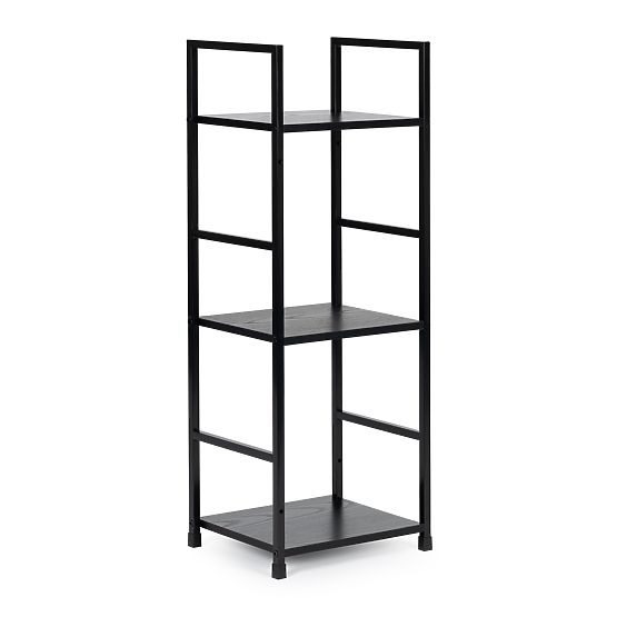 Modern fa polc fém kerettel LOFT 3 polc fekete