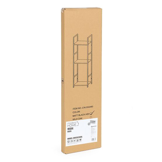 Modern fa polc fém kerettel LOFT 3 polc fekete