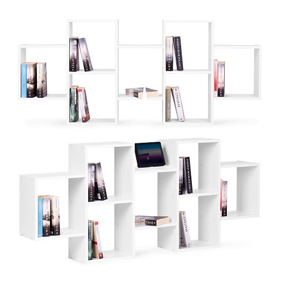 Modern függő polc 8 polccal, fehér