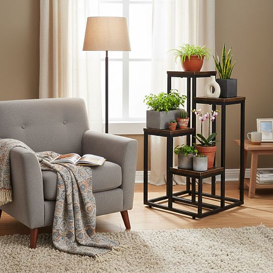 ModernHome loft stílusú virágtartó 4 polccal