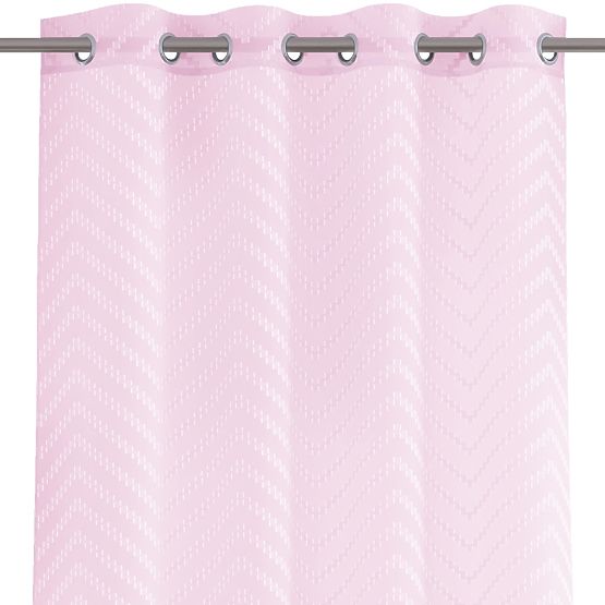 MOLISA rózsaszín függöny hímzett boho minta ezüst karikák voál 140x270 ameliahome