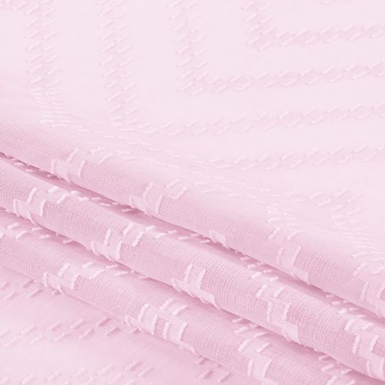 MOLISA rózsaszín függöny hímzett boho minta ezüst karikák voál 140x270 ameliahome