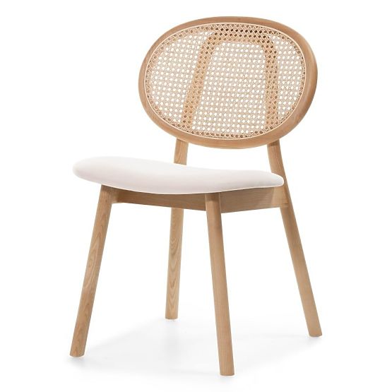 Monet fa szék bécsi fonással, rattan, velúr, természetes/világos bézs