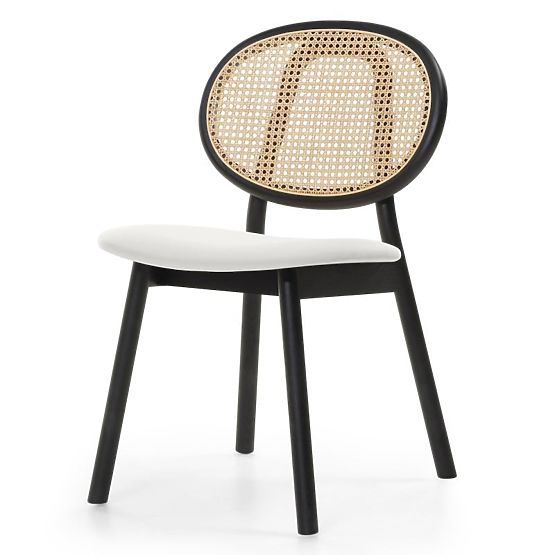 Monet fa szék bécsi fonattal, rattan, bársony, fekete/ecru
