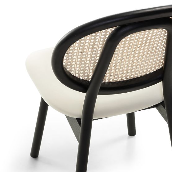 Monet fa szék bécsi fonattal, rattan, bársony, fekete/ecru