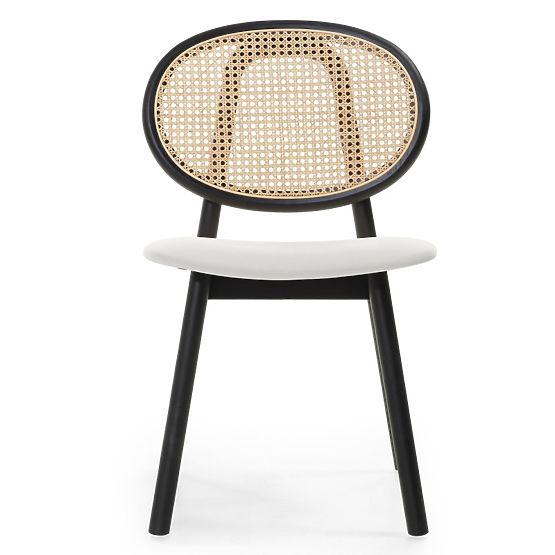 Monet fa szék bécsi fonattal, rattan, bársony, fekete/ecru