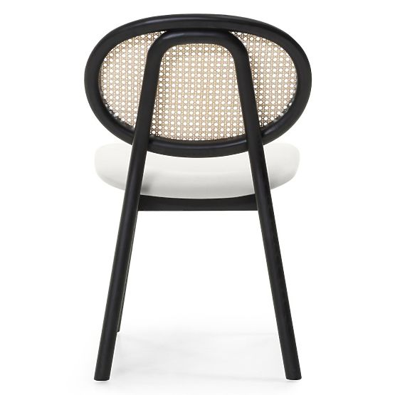 Monet fa szék bécsi fonattal, rattan, bársony, fekete/ecru