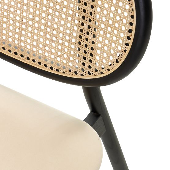 Monet fa szék bécsi fonottal, rattan, bársony, fekete/bézs