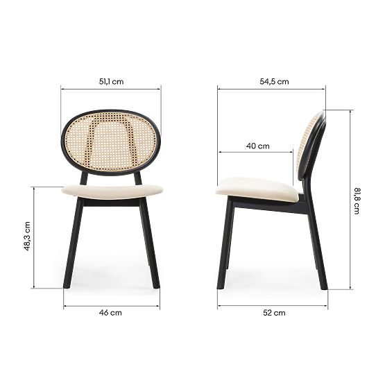 Monet fa szék bécsi fonottal, rattan, bársony, fekete/bézs