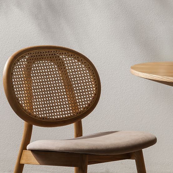 Monet fa szék bécsi fonottal, rattan, velúr, természetes/világosbarna