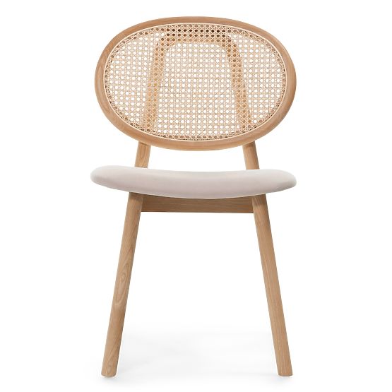 Monet fa szék bécsi fonottal, rattan, velúr, természetes/világosbarna