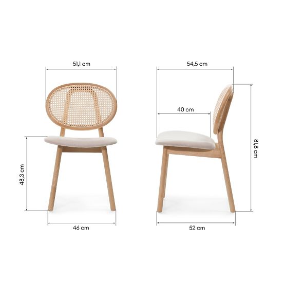 Monet fa szék bécsi fonottal, rattan, velúr, természetes/világosbarna