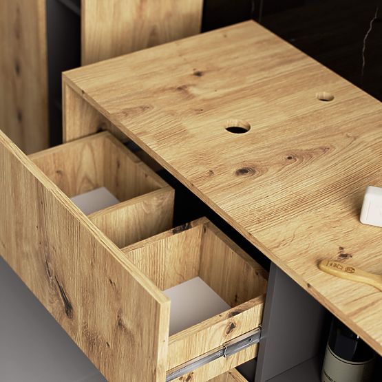 MOSDÓ ALATTI SZEKRÉNY NYÍLÁSOKKAL VAMI W90 UM 2SZ 2P ARTISAN TÖLGY / GRAFIT SZÜRKE