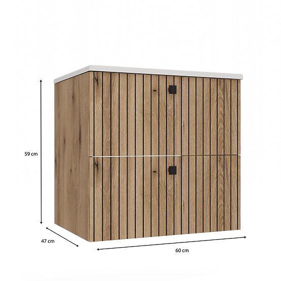 MOSDÓ ALATTI SZEKRÉNY TIGO 60 2S EVOKE TÖLGY BORDÁZOTT ELŐLAPPAL + MOSDÓ