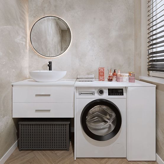 Mosógép Szekrény POLA NP 1D FEHÉR 2 Polcokkal