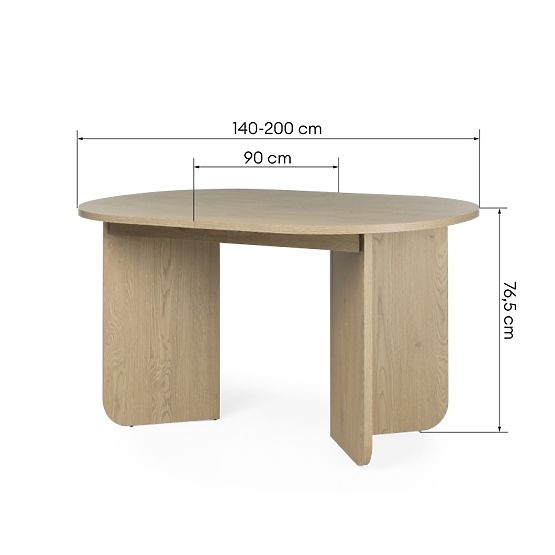Mou kihúzható asztal 140-200 cm, Cremona Torro tölgy, ovális lap