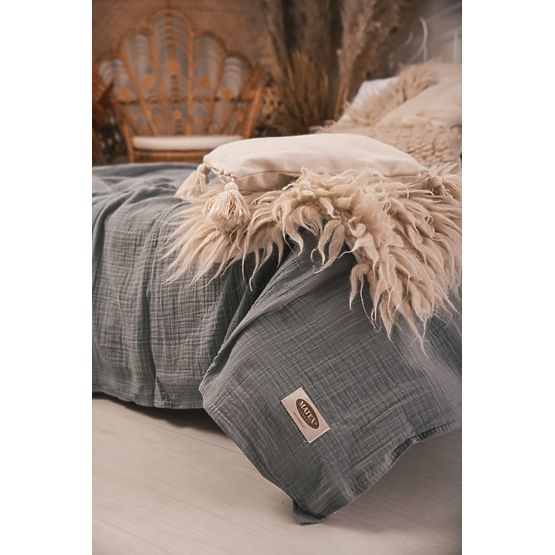 Muslin ágytakaró 210x240 sötétszürke