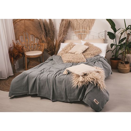 Muslin ágytakaró 210x240 sötétszürke